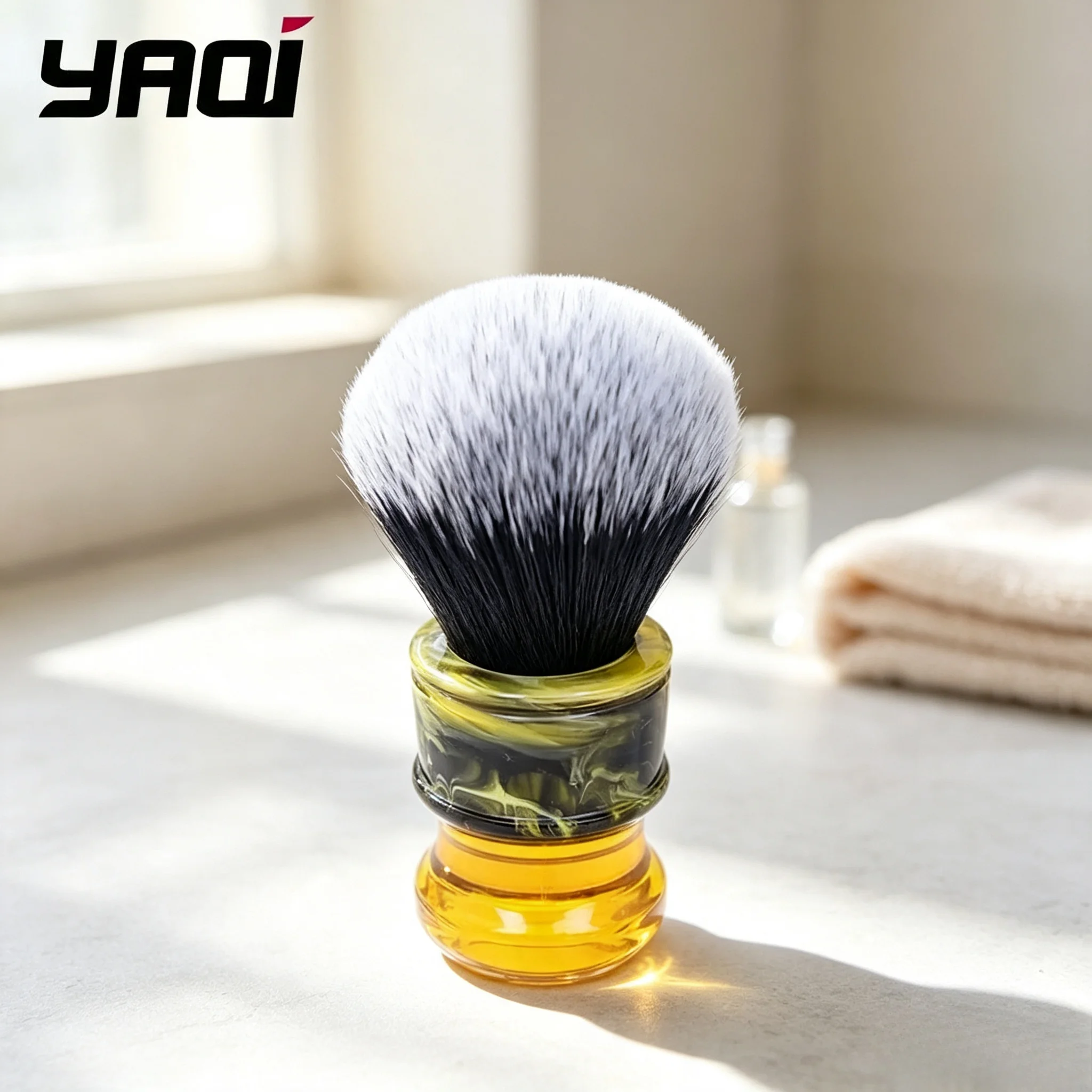 New 2026 Yaqi Black/White Tuxedo Synthetic Fibre Resin Handle 24MM Wet Shave Brushes Yaqi Sagrada Familia