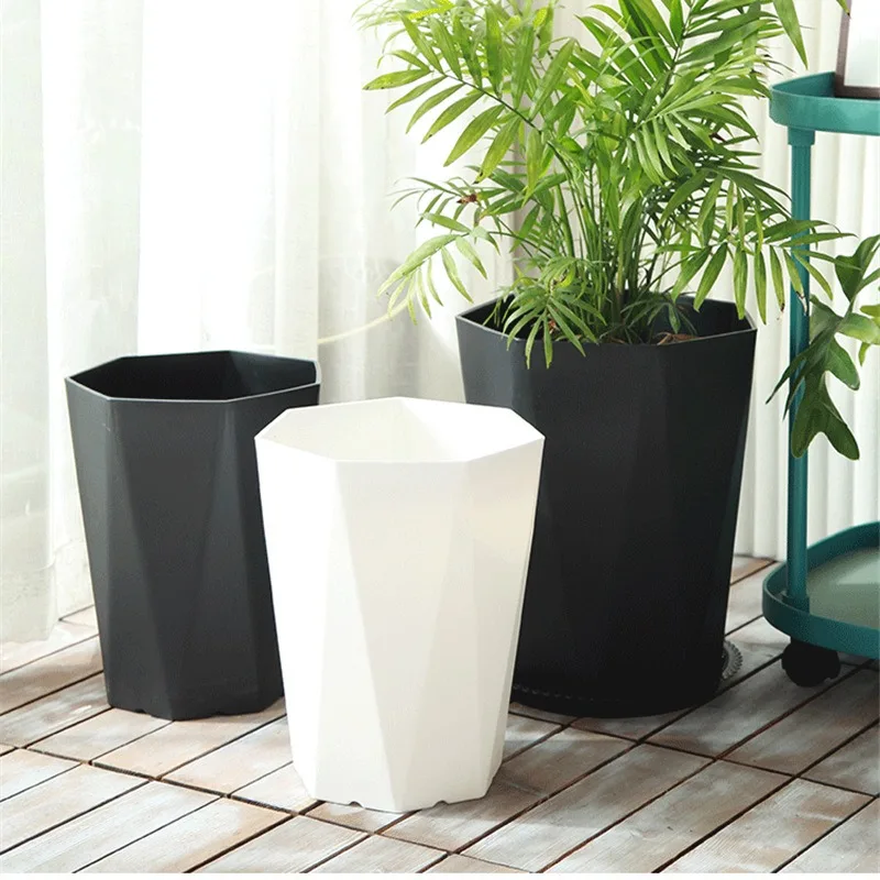 Resin Diamond-shaped European Flower Pots Living Room Office Large Greenery Bird of Paradise Thickened Polygonal Flower Pots