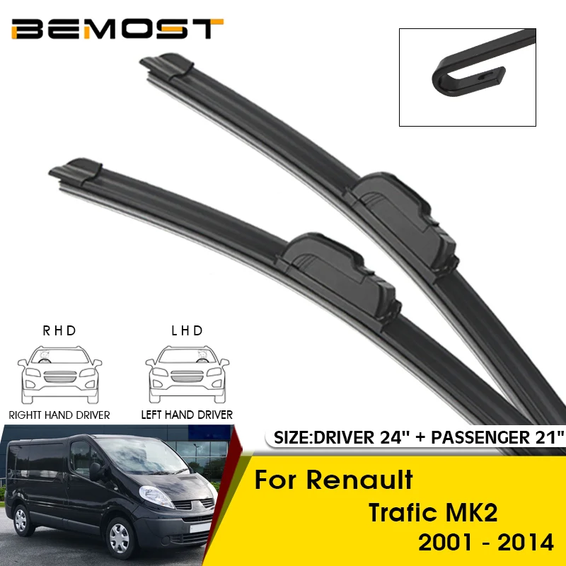 Escobillas limpiaparabrisas para Renault Trafic MK2 2001-2014, escobillas para parabrisas delantero, 24 "+21", accesorios para coche