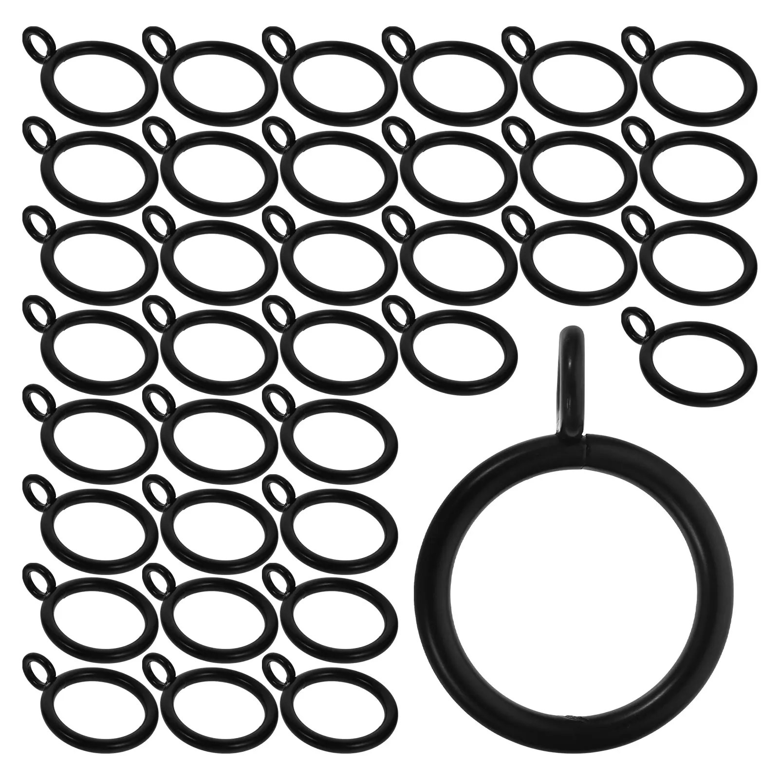 

40pcs Curtain Rings Black Iron Rust-Resistant For 25Mm Rods Easy Install Household Curtain Accessories Multipurpose Hanging