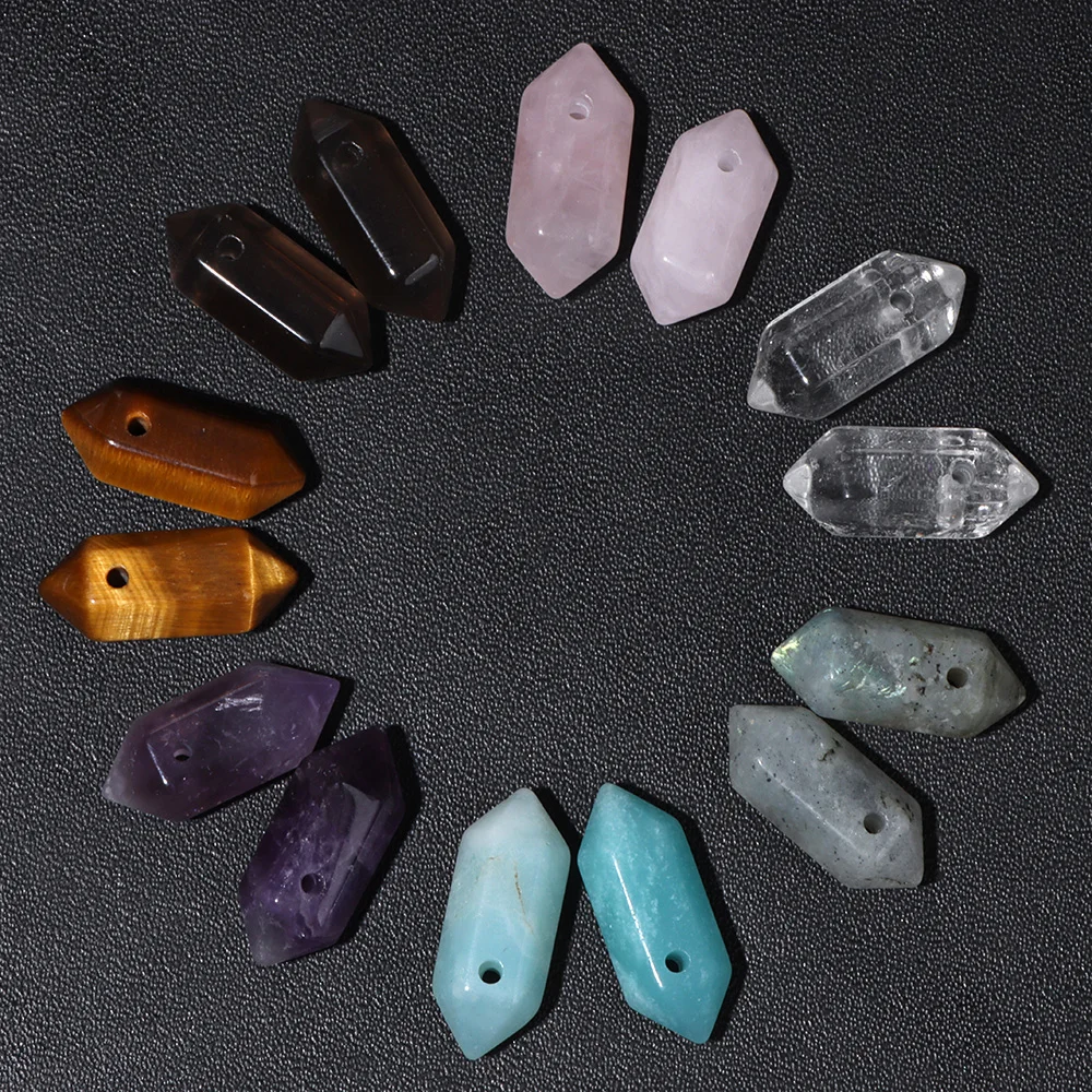 High Quality Hexagon Shaped Pendant Natural Amazonite Amethysts Energy Ore Stone Bead For Jewelry Making DIY Necklace Bracelet