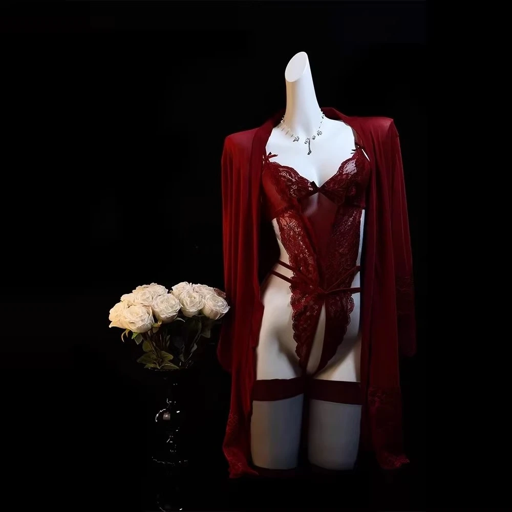 2025 جديد الحبيب زعيم مثير منامة الرجعية الأحمر الغلاف الجوي الرغبة النقية الرياح الحمالة الدانتيل #4