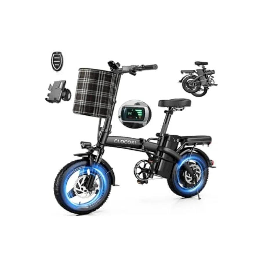 Electric Bike for Adults Teens: 500W Motor, 23MPH/32 Miles Range, 14 Foldable Frame, UL 2849 Certified Safety, Removable 48V12A