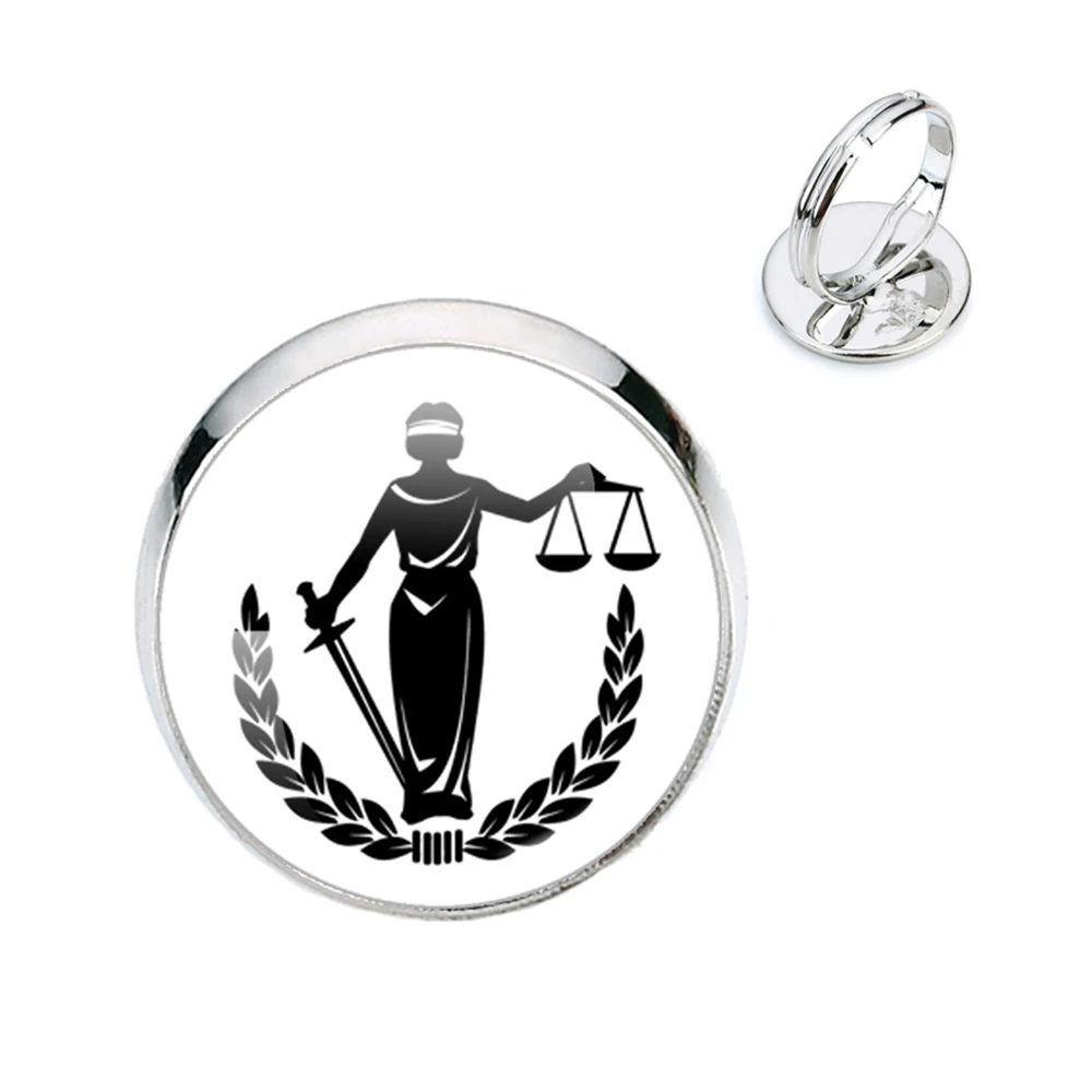 New Lawyer Ring Gift Law School Graduation Gift Round Glass Handmade Creative Gift Jewelry Jewelry for Lawyer