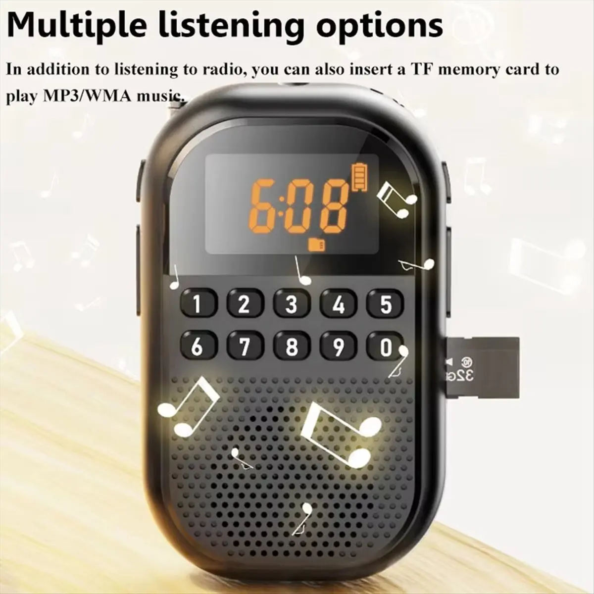 

(ABGQ) Карманное FM/AM-радио с большим ЖК-дисплеем, DSP-приемник, беспроводной Bluetooth-динамик, музыкальный плеер с поддержкой TF-карт для пожилых людей