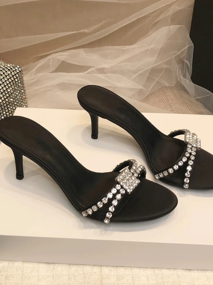 

Crystal Open Toe Women Slippers Summer Thin Heel Lady Shoes Fashion Slingback Sandals Outdoor Zapatos Mujer