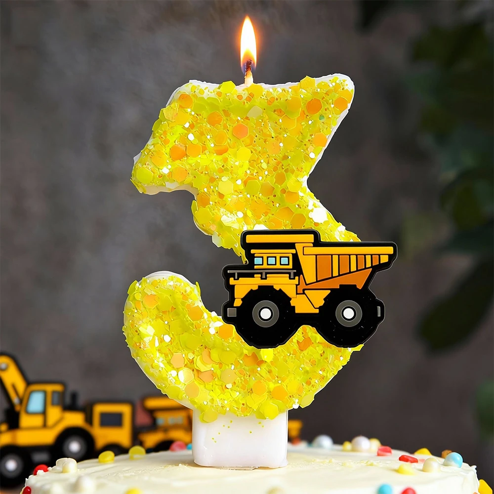 Engineering Fahrzeug Kerze Nummer 0-9 Geburtstag Kuchen Kerze Dekor Bagger Geburtstag Party Kuchen Topper Baby Dusche Dekor Geschenk