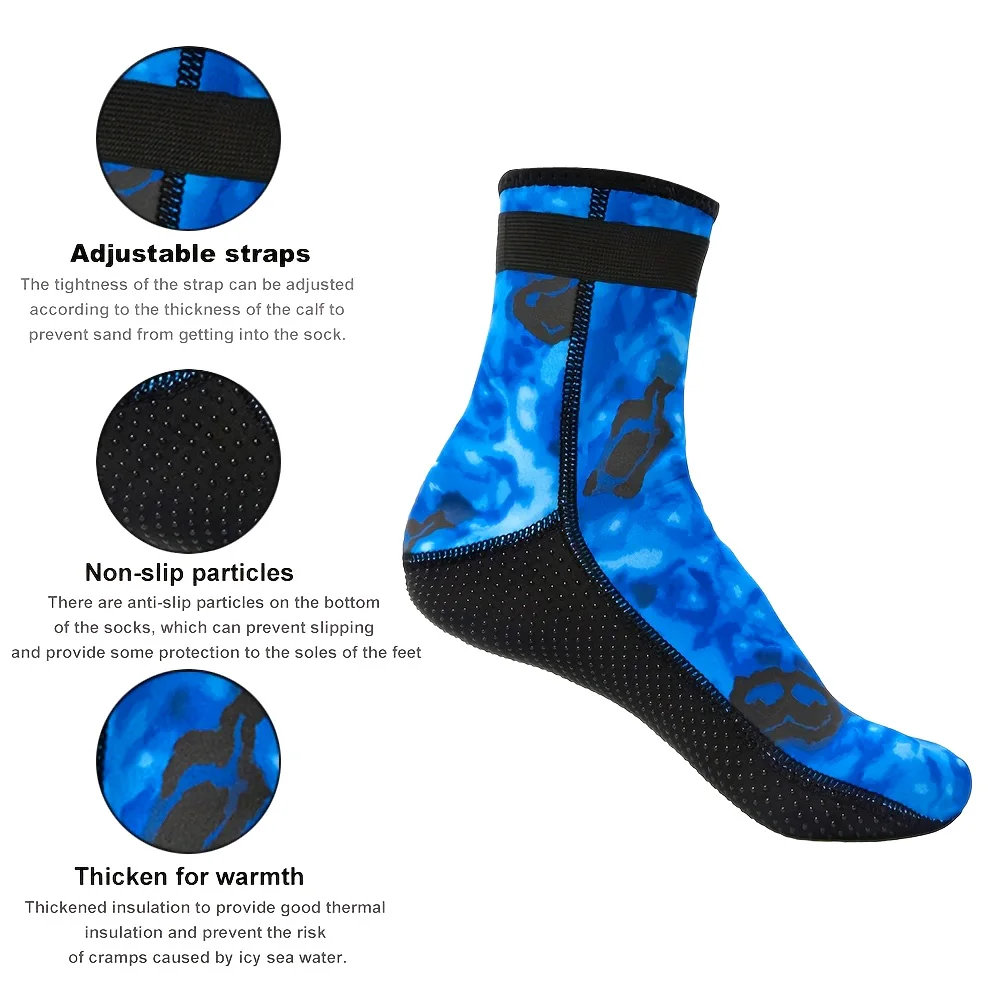 3mm Camouflage Tauchsocken Neopren Anti-Rutsch-Wassersocken Warm halten Sandsocken Wassersport Schwimmen Surfen Tauchen Schnorcheln – Detail 1
