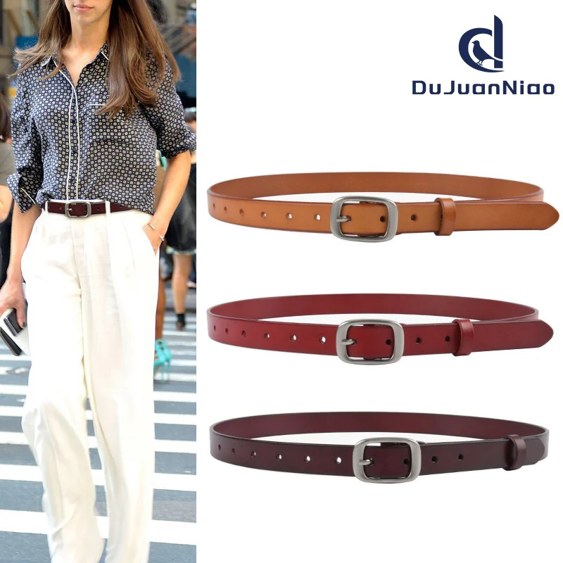 

100% genuine real leather New top layer cowhide women's belt minimalist with jeans casual pants wide