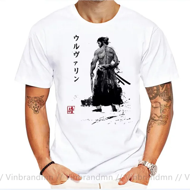 Japanese Samurai Warrior Men's T Shirts Samurai Artsy Awesome Artwork Printed Tee shirt Immortal Samurai sumi-e T-shirt