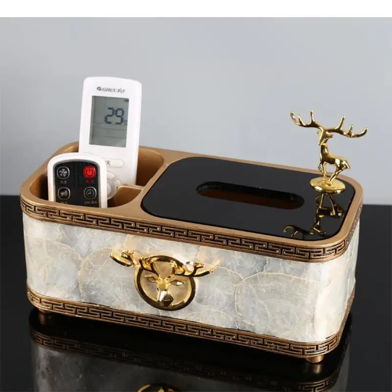 

Resin Shell Rectangular Tissue Box Multifunctional Storage Box Napkin Boxes Desktop Organizer Ornament Paper Boxes Paper Holder