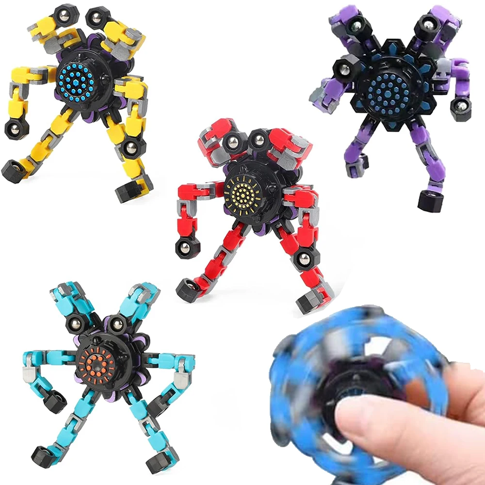 3PCS Transformable Fidget Spinners Stress Relief Sensory Toys Fingertip Gyros Spinner for ADHD Autism Kids Adults Party Favors