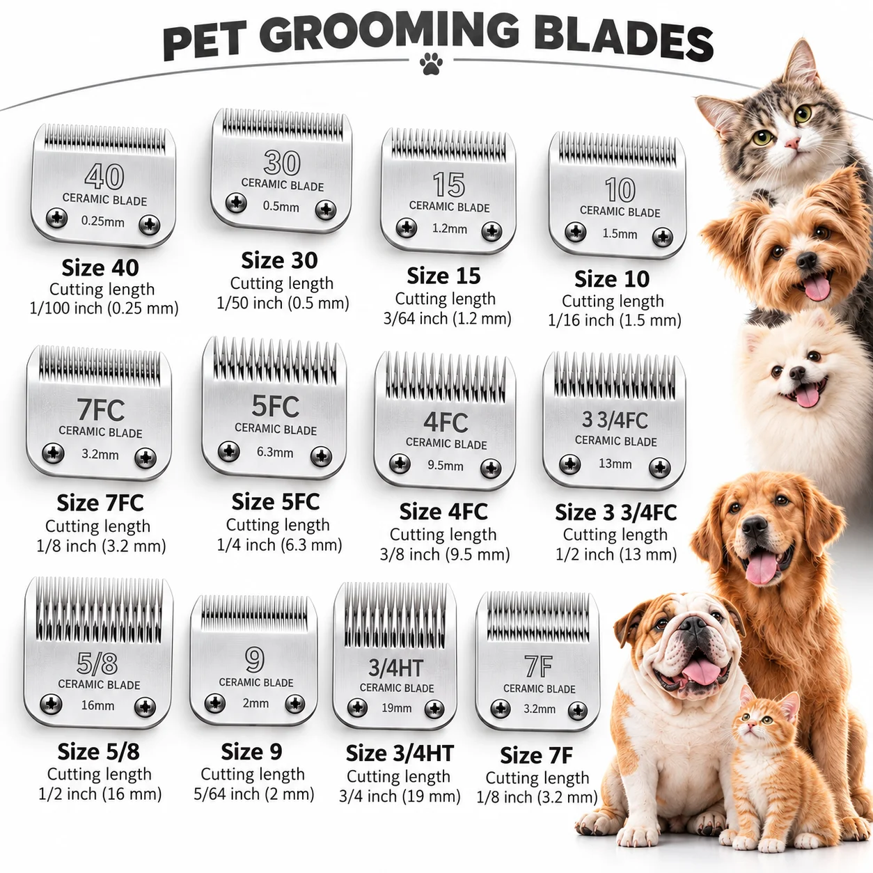 4F,5F,7F,9#,10#,30#,40# Professional Pet Dog Clipper Blade Fit For Most Andis,Oster A5,Wahl KM Clippers Animals Clippers