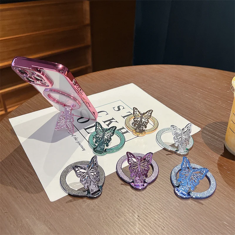 

The Butterfly Adhesive Phone Holder Is Suitable for All Models. Butterfly Shaped Phone Case Desktop Stand, Lazy Support Design