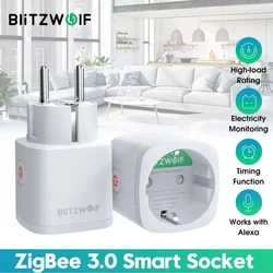 BlitzWolf BW-SHP13 EU Plug 3680W Zigbee 3.0 Smart Socket APP Remote Control Timer works with Alexa Google Assistant Smart Home