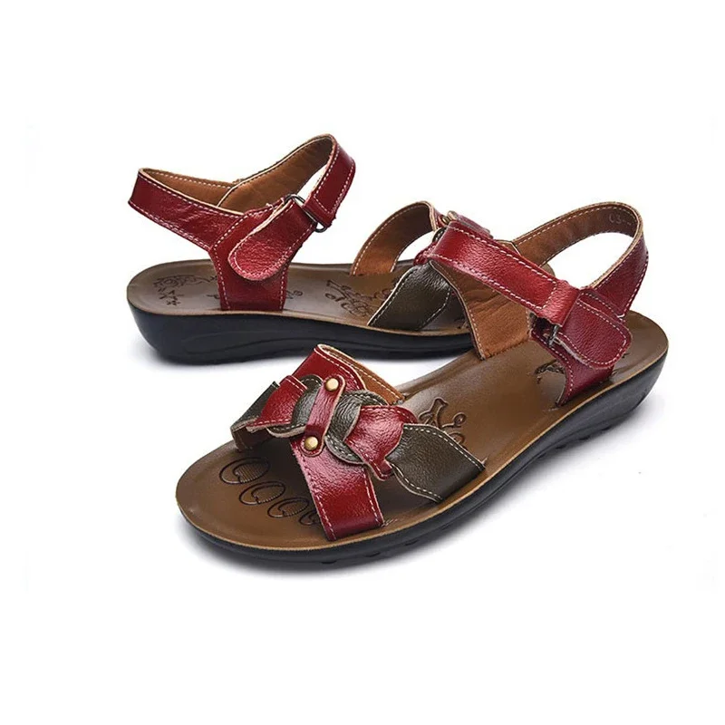 BEYARNE Casual Genuine Leather Sandals Women Wedge Sandals Platform Summer Shoes Ladies Sandalias Beach Shoes Chaussures Femme