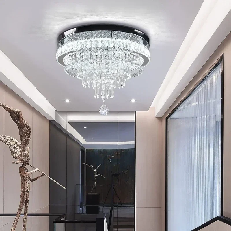 Cross Border Modern Minimalist Circular Crystal Chandelier Living Room Restaurant Corridor High-end Home Decor Lighting Fixtures