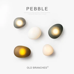 Simple Color Glass Pebble Wall Light Nordic Room Decoration Living Room Bedroom Wall Lamp LED Source Atmosphere Luster Lighting
