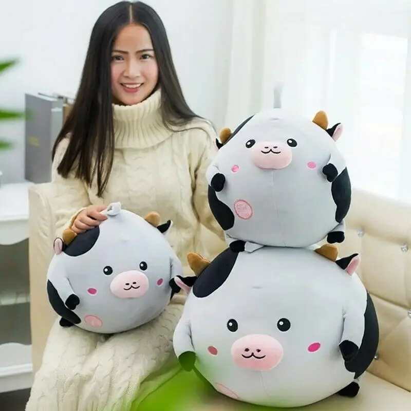 Moo Cow Plush Toy Pillow Super Soft Cushion Stuffed Animal Round Cow Doll Stuffed Animals