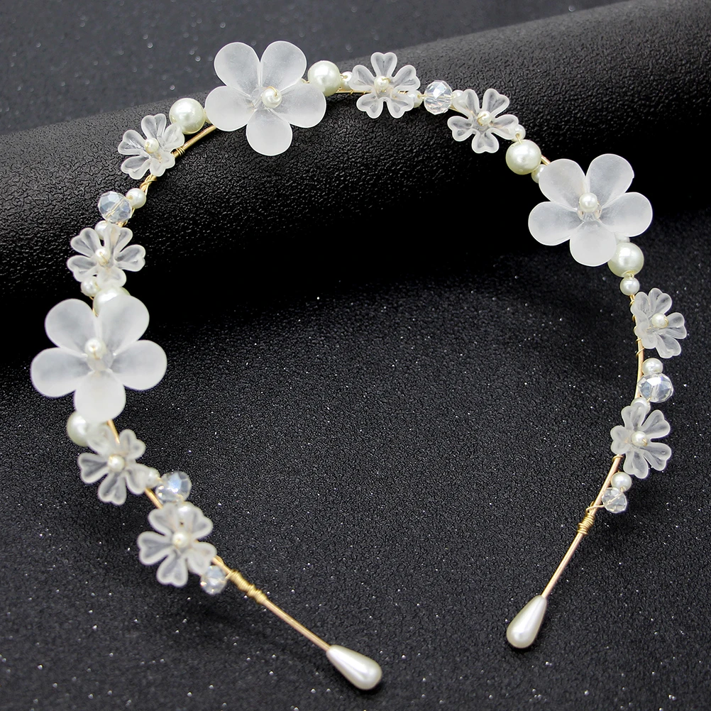 

Headbands Flower Wedding Headpiece Bridal Hair Accessories Pearl Headdress White Bride