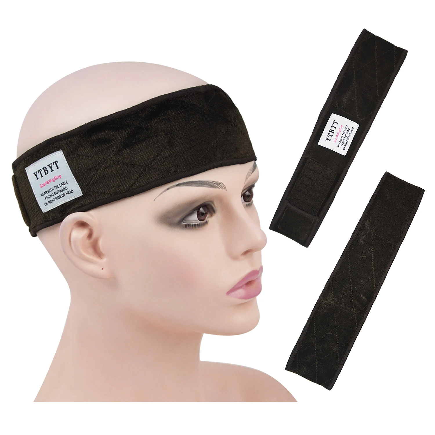 1Pc Velvet Wig Band Adjustable Wig Grips Magic Sticker Edge Band Non-slip Soft Headband for Keeping Wigs in Place