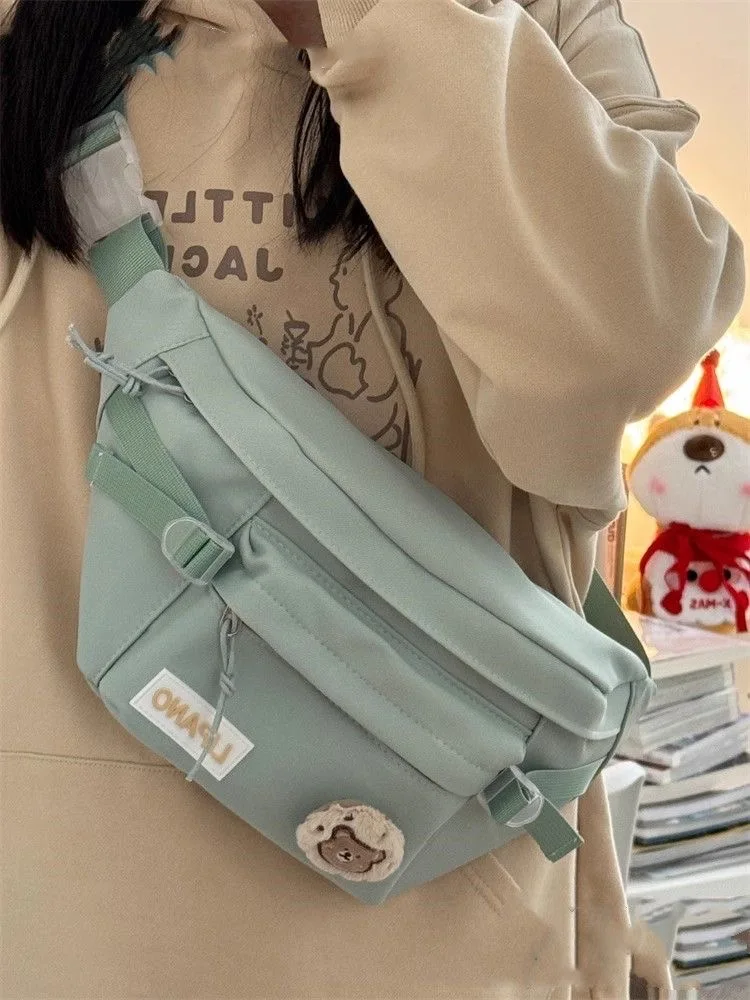 Japanese Kawaii Chest Bag Women Simple Designer Bags Purses and Handbags Waist Bag College Student Crossbody Bags Bolso Hombro