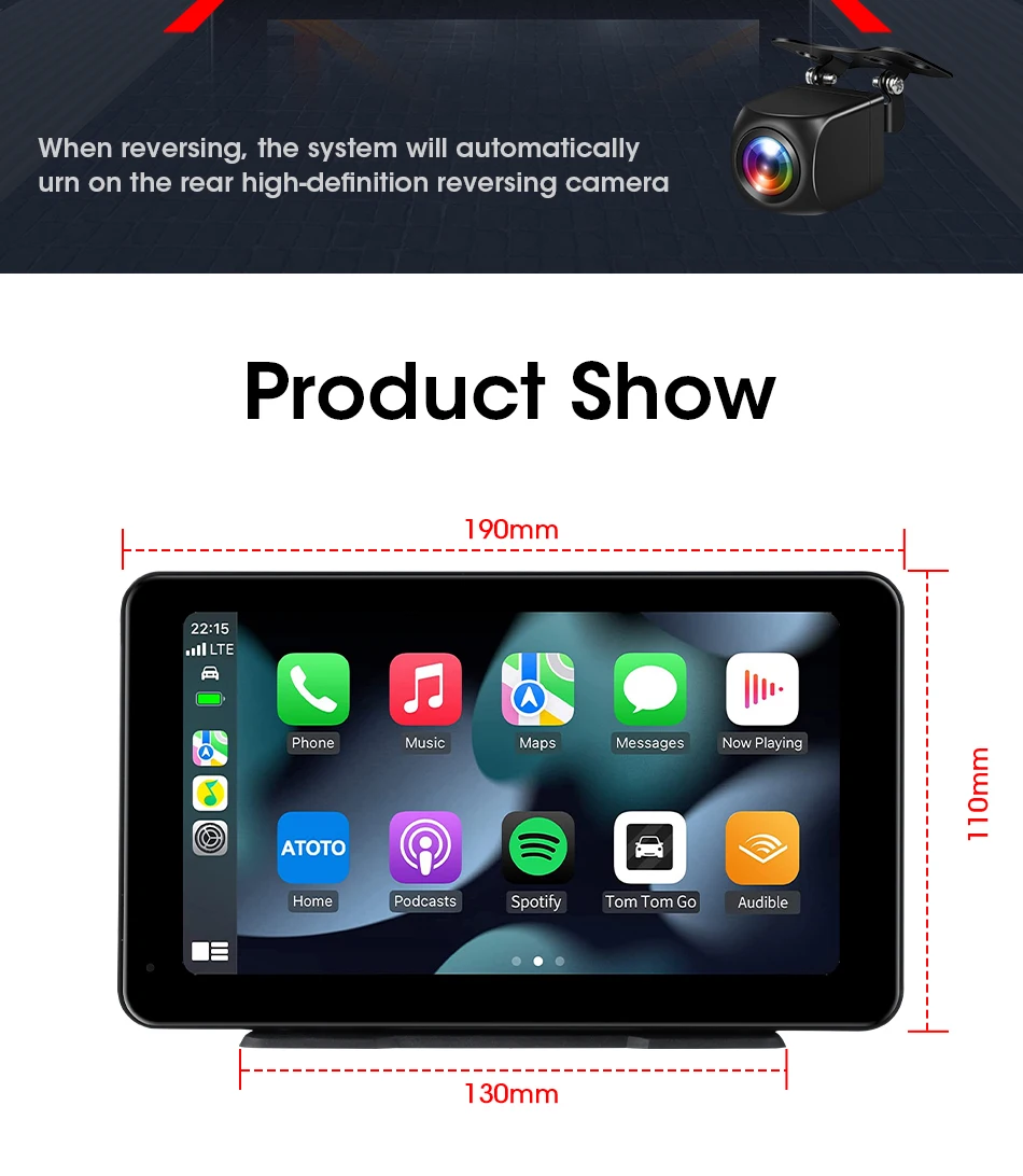 7 zoll Tragbare Auto Radio Drahtlose CarPlay Android Auto WIFI Multimedia Video Player Auto Intelligente System 5G WIFI BT FM AUX – Detail 16