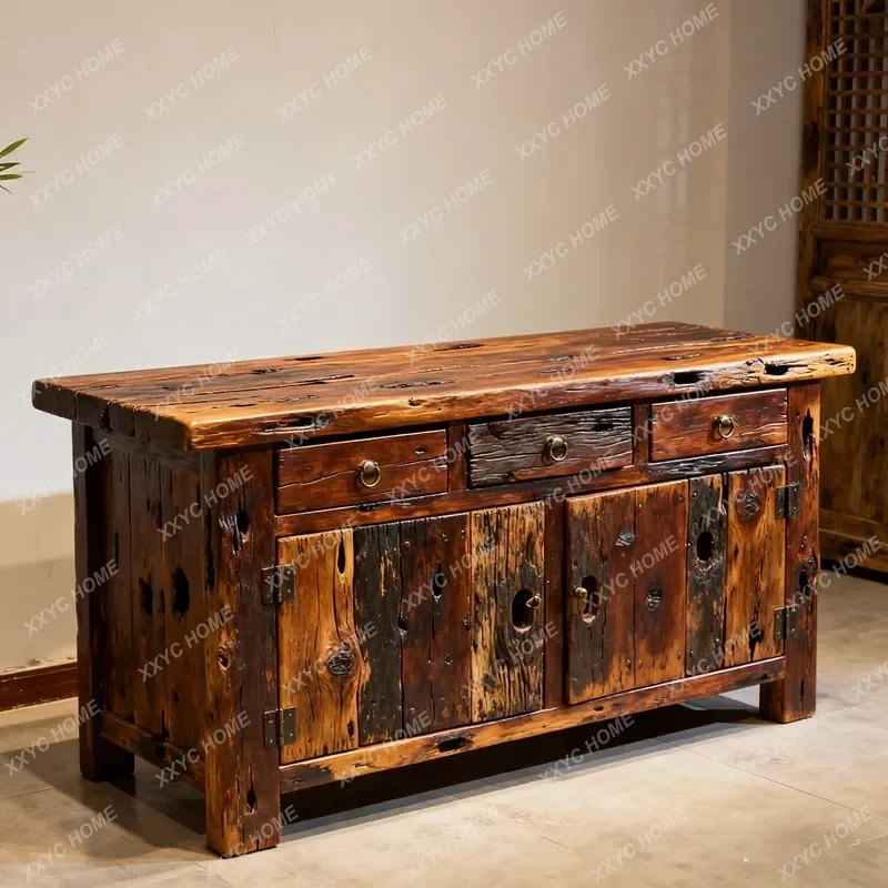 CX Wabi Shafeng Locker Homestay Vintage Dining Side Cabinet Solid Wood Entrance Storage Tea Cabinet