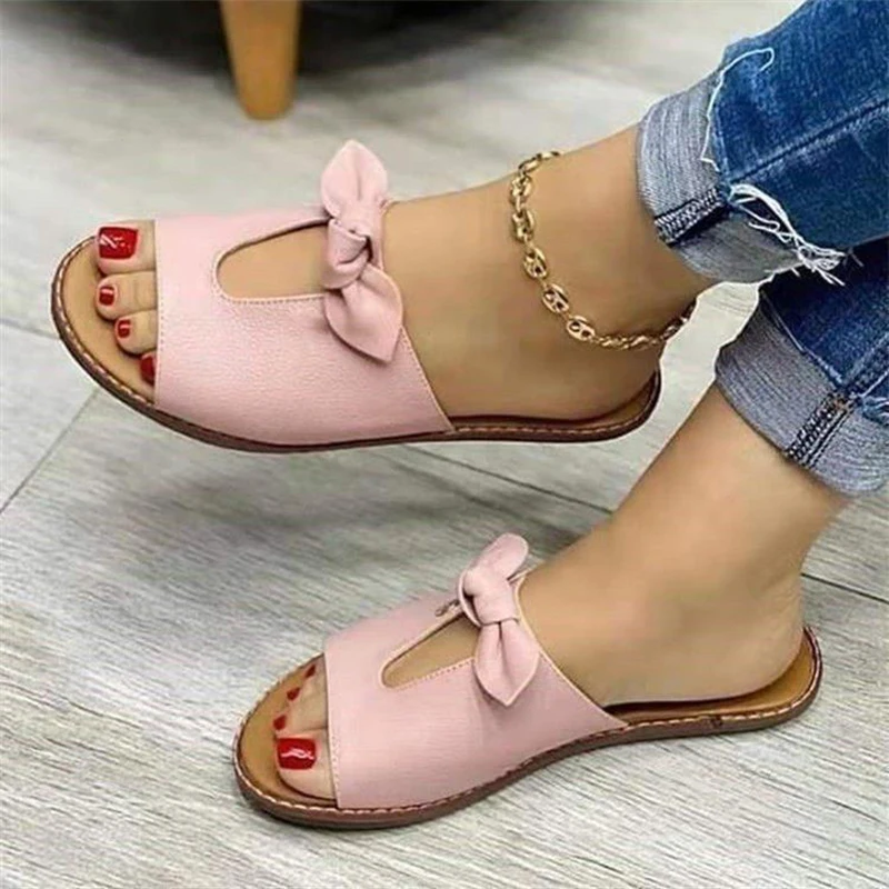 Summer Women Sandals Fashion Bow Female Slippers Plus Size Casual Women Open Toe Shoes AntiSlip Beach Shoes