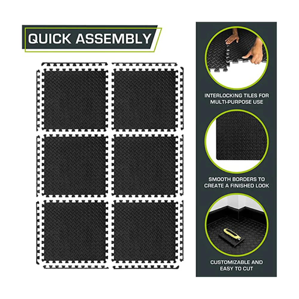 Alfombra de Protección deportiva para gimnasio, alfombrilla de goma EVA para suelo de grano, ladrillo de espuma, para Yoga, Fitness, antideslizante,