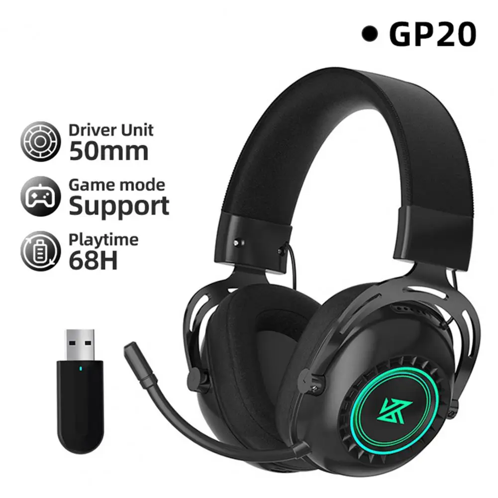 Practical Bluetooth-compatible5.0 2.4G Wireless Gaming Headphone Soft Ear Pads Headphone Stable Output for Computer