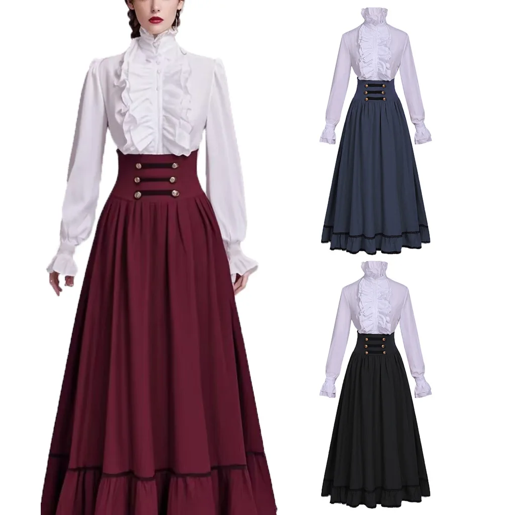 

Новое поступление лета, элегантное пригородное платье для женщин с изящными складками, длинными рукавами, оборками во французском стиле и высокой талией