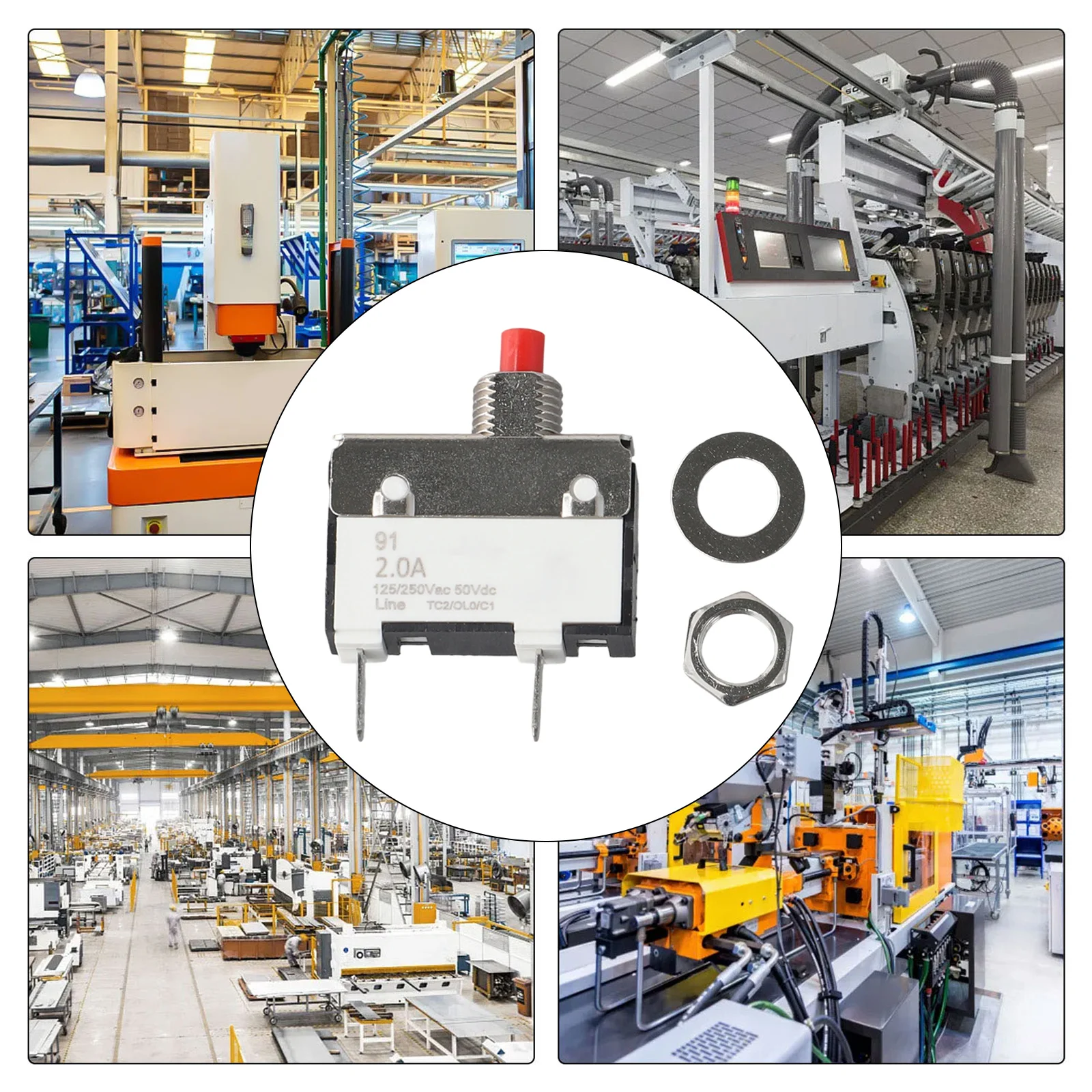 1pc DC Circuit Breaker For OverCurrent Overload Protector 2A Manual Reset Thermal Switch Power Tools Accessories