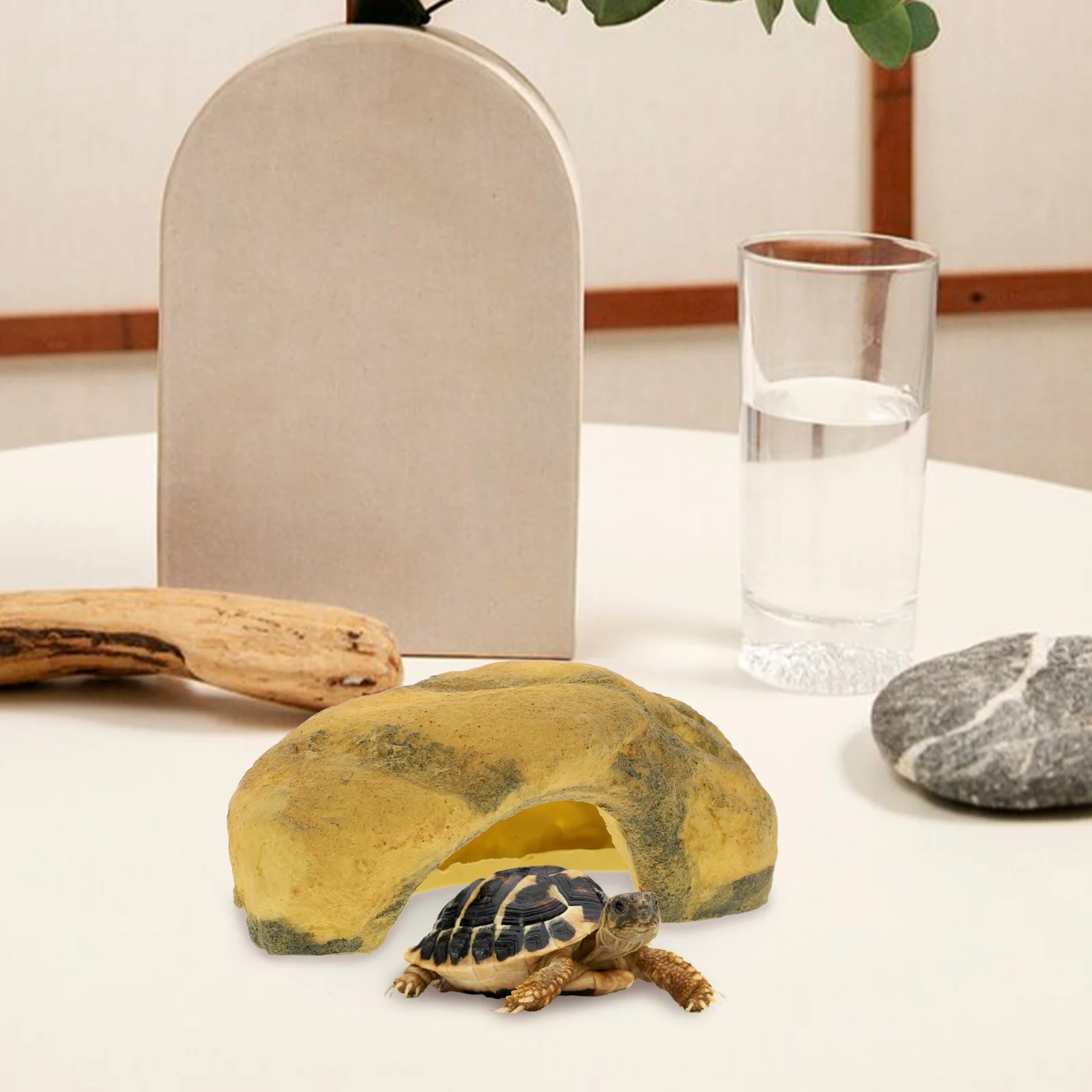 

Realistic Resin Turtle Hideout Rock Reptile Cave Shelter Turtle Basking Platform Aquarium Decor Reptile Habitat