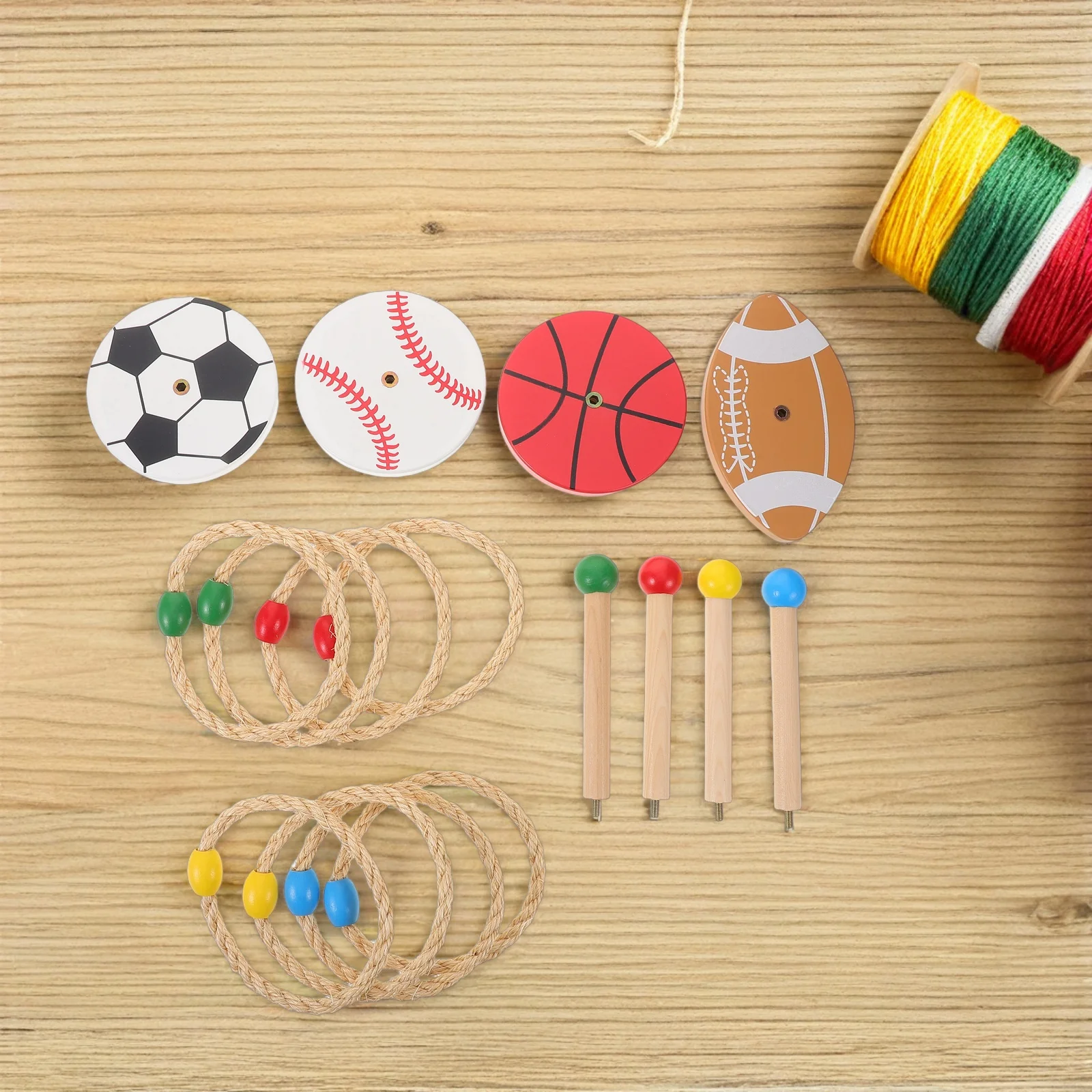 

1 комплект, прочный веревочный материал для броска кольца на открытом воздухе, улучшающий сенсорную моторику, детская семейная площадка на газоне на заднем дворе