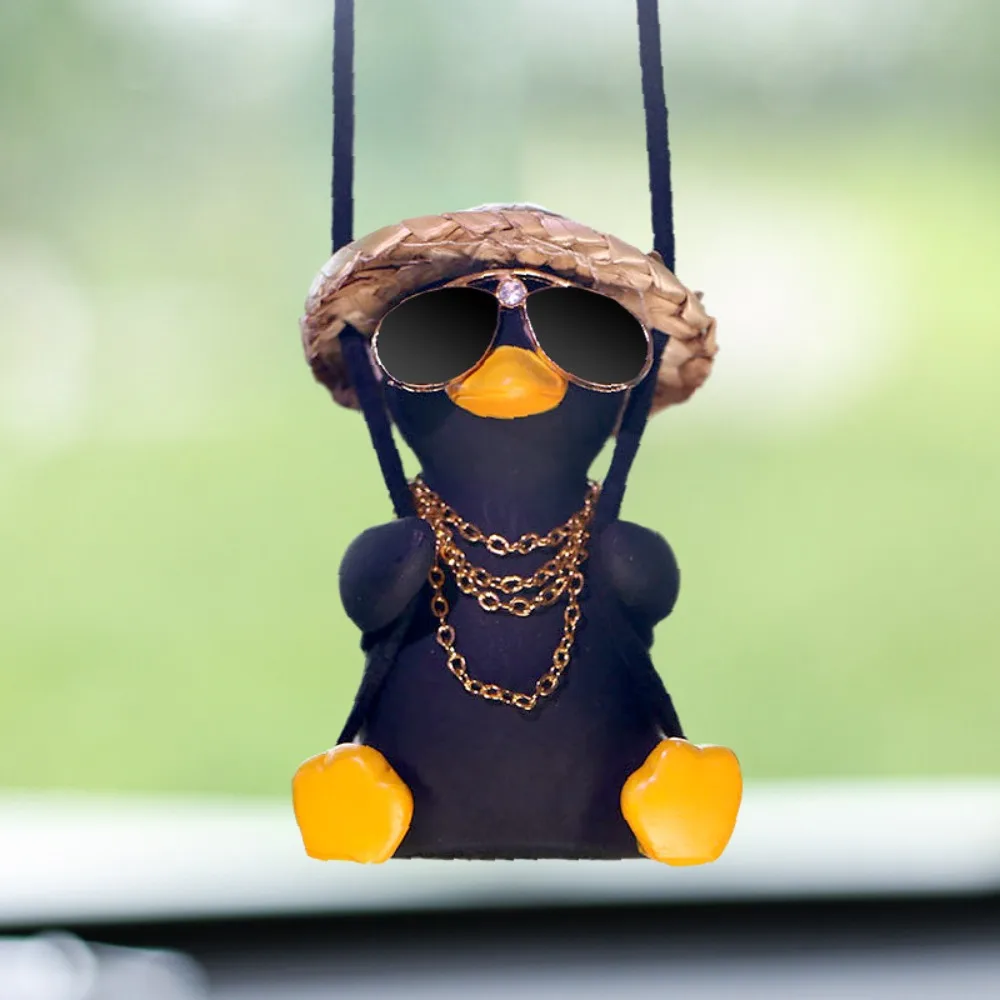 Cool Little Duck Swing Car Pendant Cute Anime Rearview Mirror Pendant Car Charm Hanging Ornaments Car Interior Decor Accessories