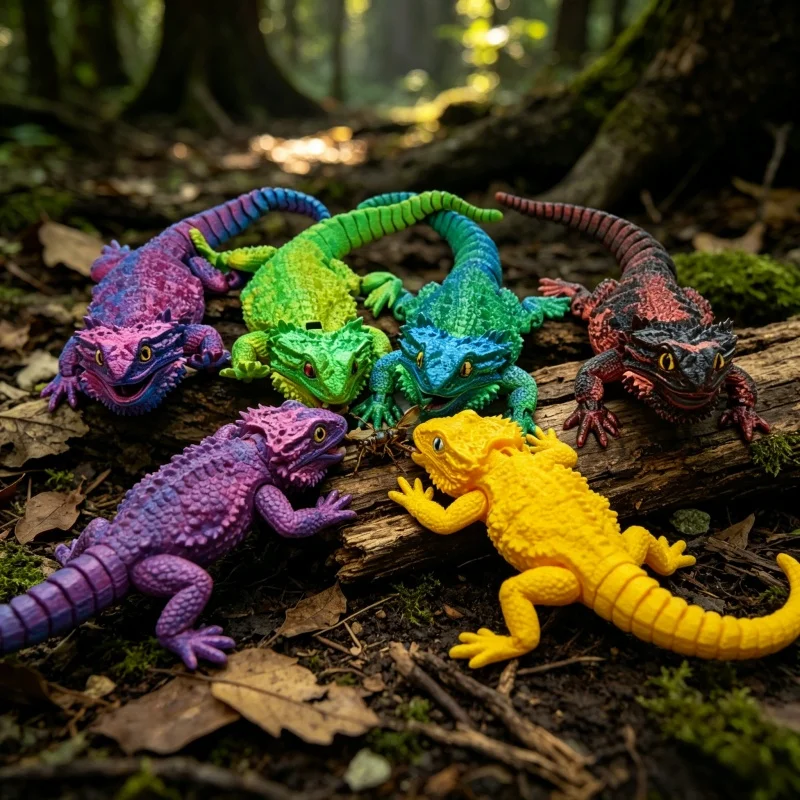 Creative 3DPrinted Large Size Mane Lizard Model Home Art Stylish Car Decoration Movable Joint Reptile Party Favors Birthday Gift
