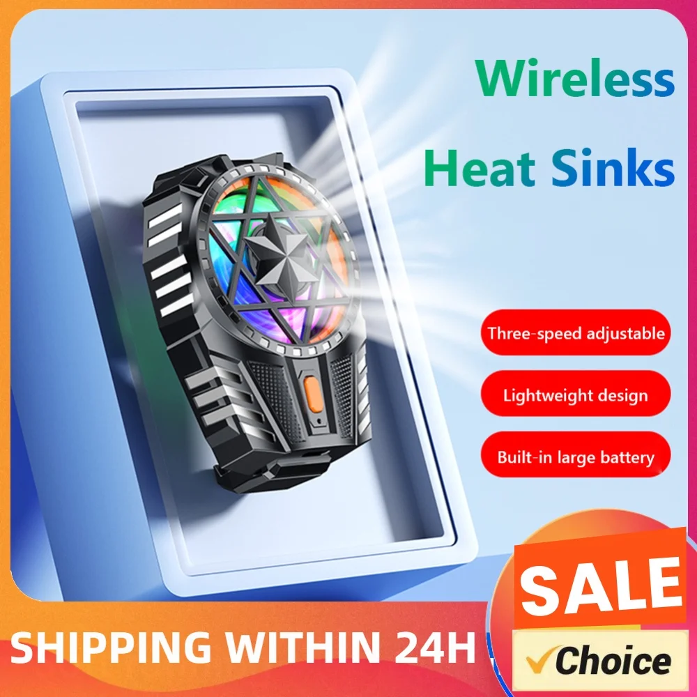 Mobile Phone Radiator with RGB Light Snap-On Cooling Fan 3 Speed Adjustable Portable Game Cooler for Outdoor Vlog Mobile Gaming