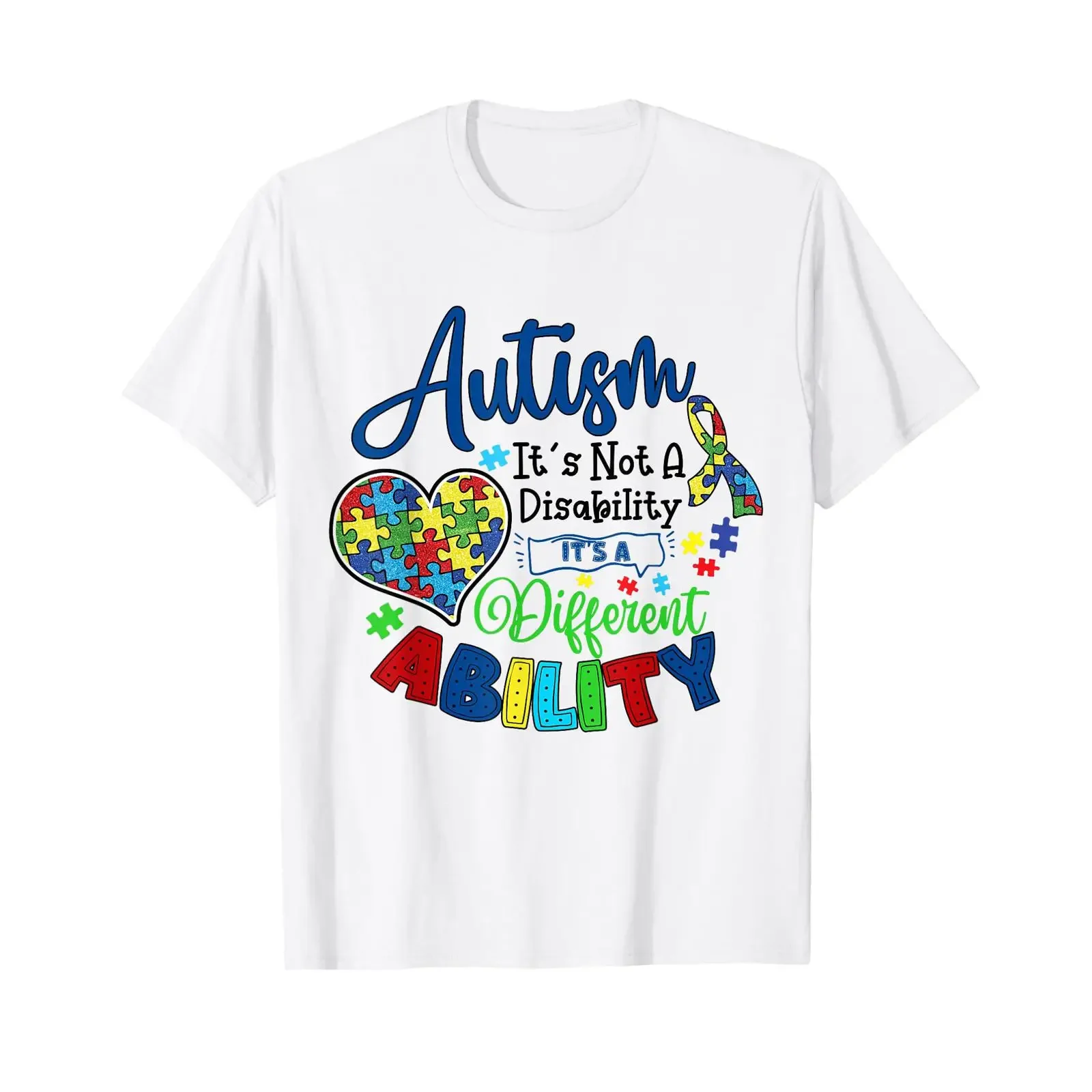 Autism It's Not a Disability Different Ability T Shirt vintage Washed Casual Stretched designer clothes fashion graphic