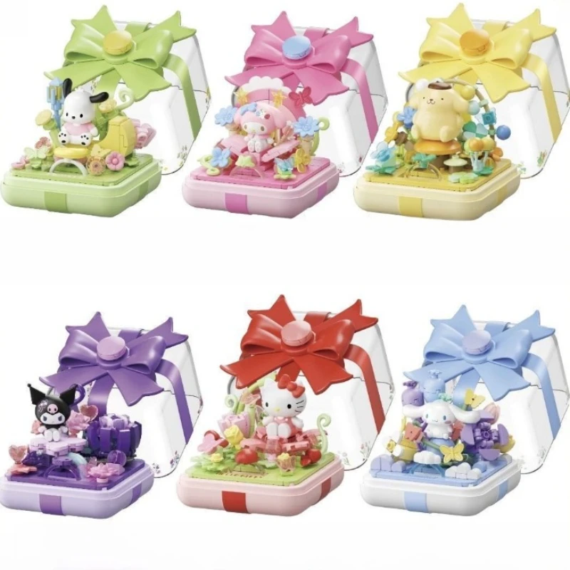 

Sanrio Building Block Ring Box Cartoon Kuromi Hellokitty My Melody Splicing Model Toy Ornaments Valentine's Day Gift
