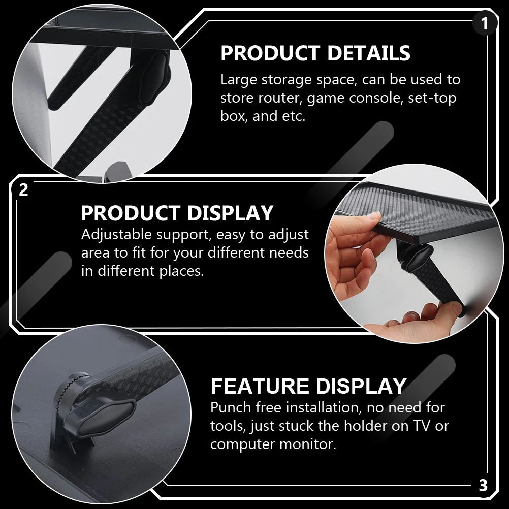 

Punch-Free Router Storage Organizer Large Capacity ABS Monitor Shelf Adjustable Holder for Home Office Desk Tidy Space Saving