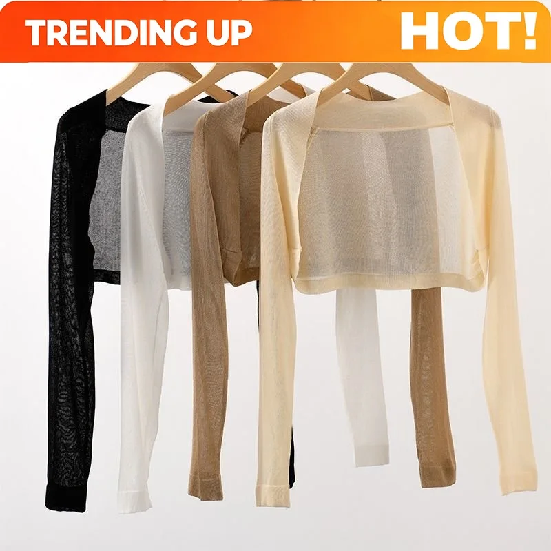 Customization Long Sleeve Crop Cardigan For Women Plain Shrug Top Open Front Knitted Sweater Jacket Summer Teen-girl Fairycore O