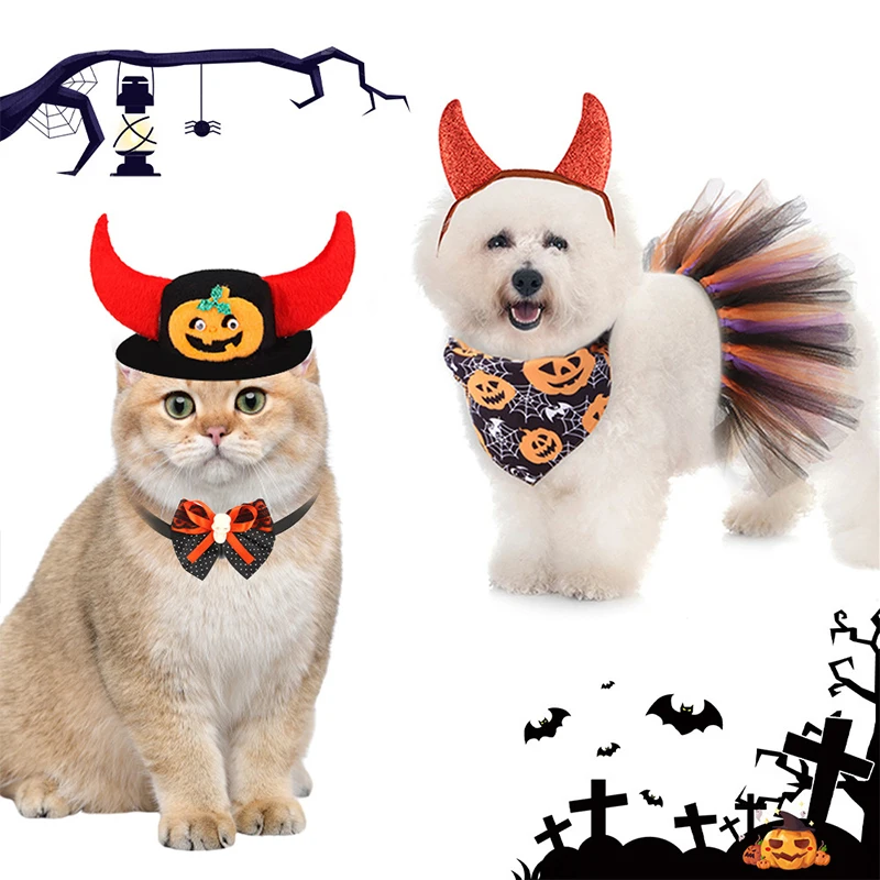 Funny Halloween Cat Dog Clothes Pet Atmosphere Costume Accessories Set Dress-up Pet Transformation Dress-up Party Clothes