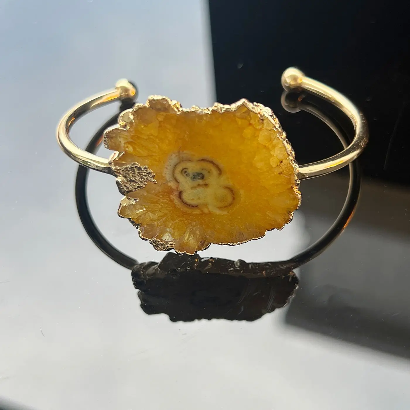 Retro Fashion Raw Stone Open Bangle, Personalized High-end Luxury Bracelet, Delicate Fine Jewelry Party Gift for Women