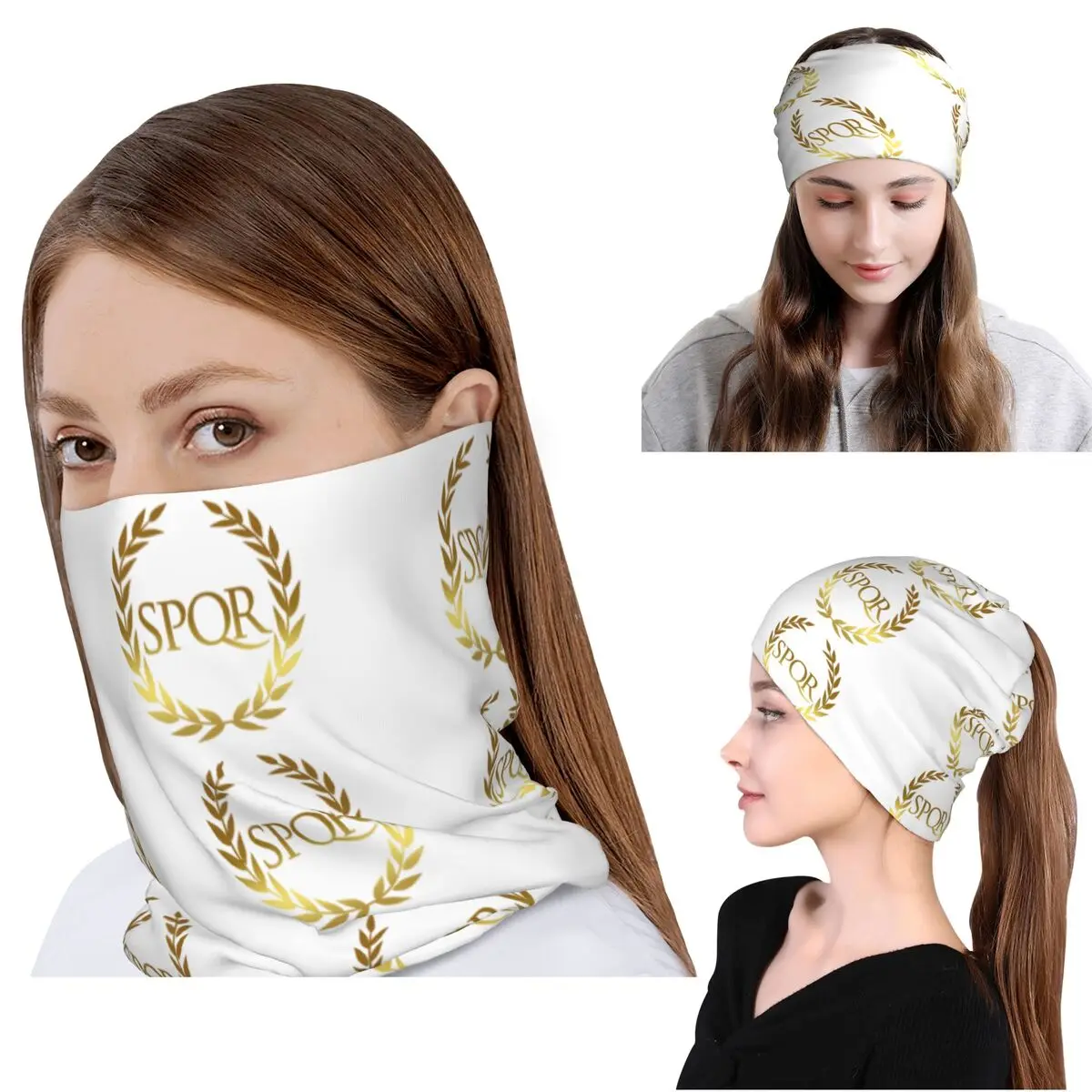 

Roman SPQR Bandana Neck Gaiter Magic Scarf Warm Headband Beanies Hat for Men Women Adult Breathable