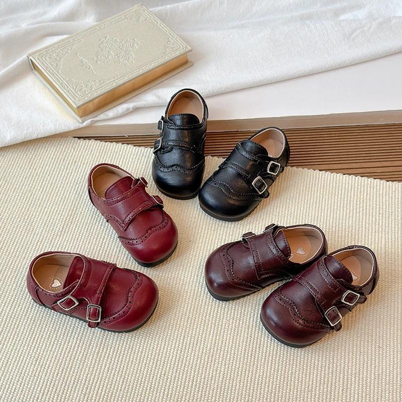 

Spring Autumn Baby Girls Leather Shoes Retro Style Children Princess Shoes Toddler Kids Non Slip Soft Soled Infant Casual Shoes