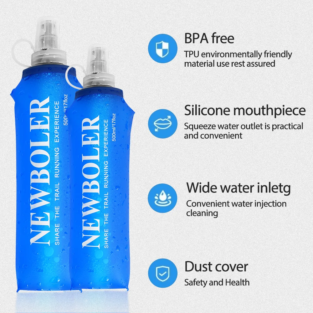 750 ml Wasserflasche, TPU, faltbar, weiche Flasche, Sport-Wasserflasche, Wasserbeutel, faltbare Wasserflasche, Laufen, Camping, Wandern – Detail 6