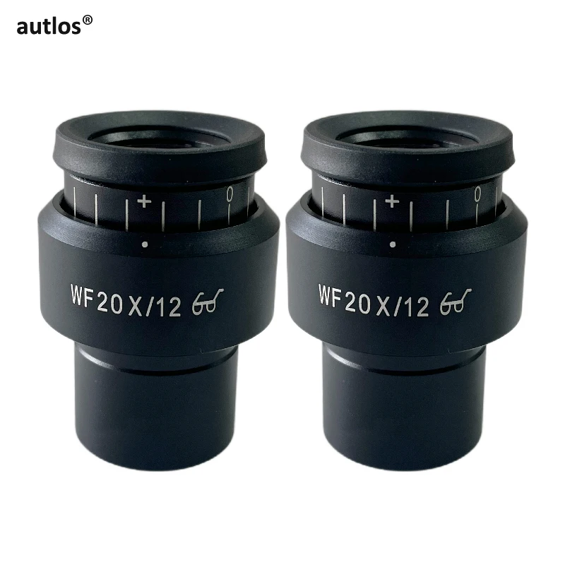 WF20X 12MM High Eye Point Microscope Eyepiece 30mm Diameter Diopter Adjustable Ocular Lens for Metallurgical Stereo Microsocopes