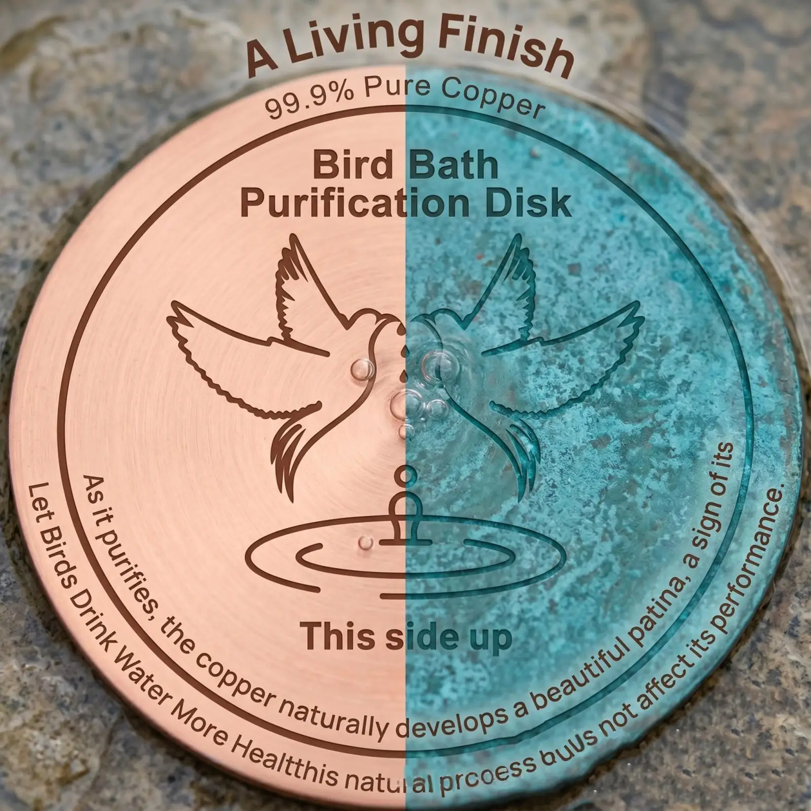 Bird Bath Fountain Disk 10cm Portable Water Cleaning Copper Disk Bird Bath Feeder Plate For Outdoor Garden Backyard Patio