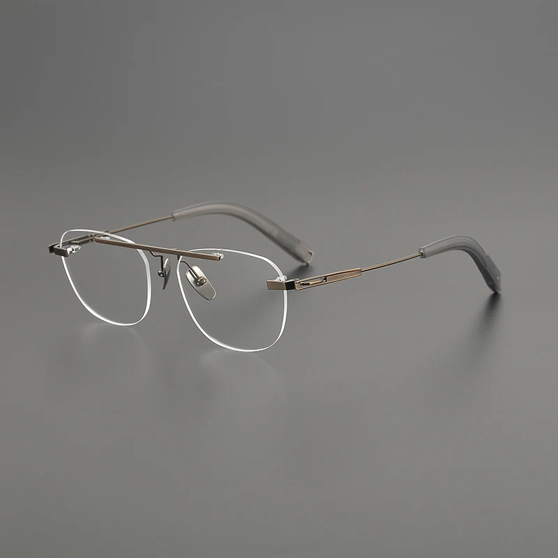 High Quality Square Acetate Titanium Glasses Frames DTX-421 Business elite men's frameless glasses can be customized Lens